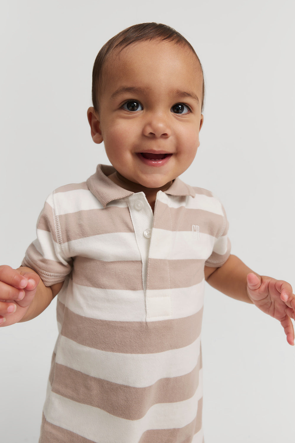 Organically Grown Cotton Stripe Polo Bodysuit