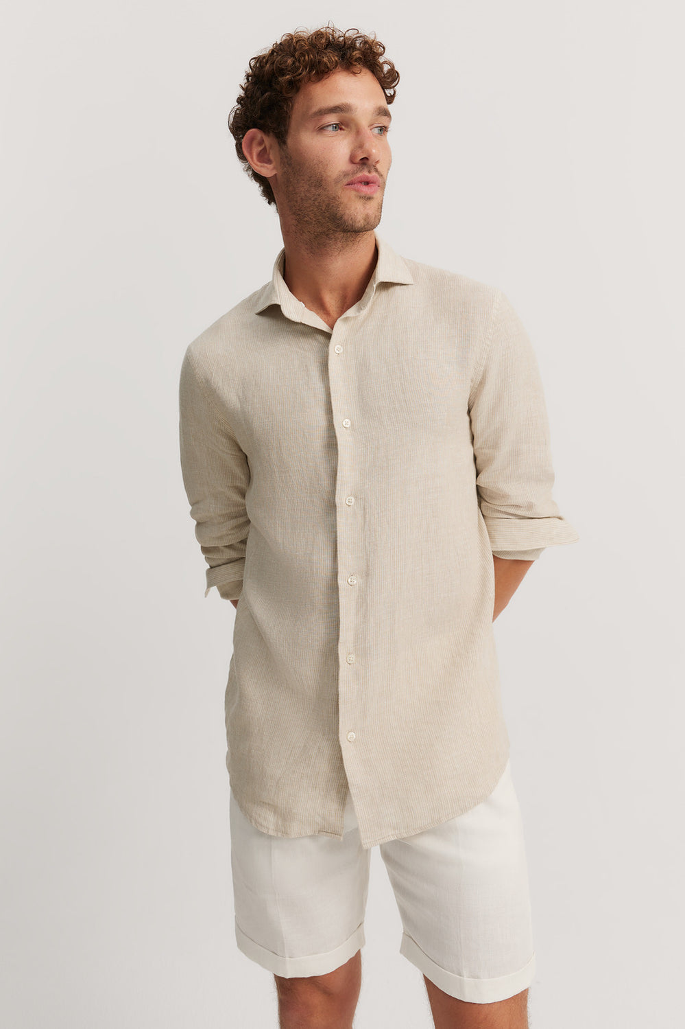 Tailored Fit Linen Stripe Shirt