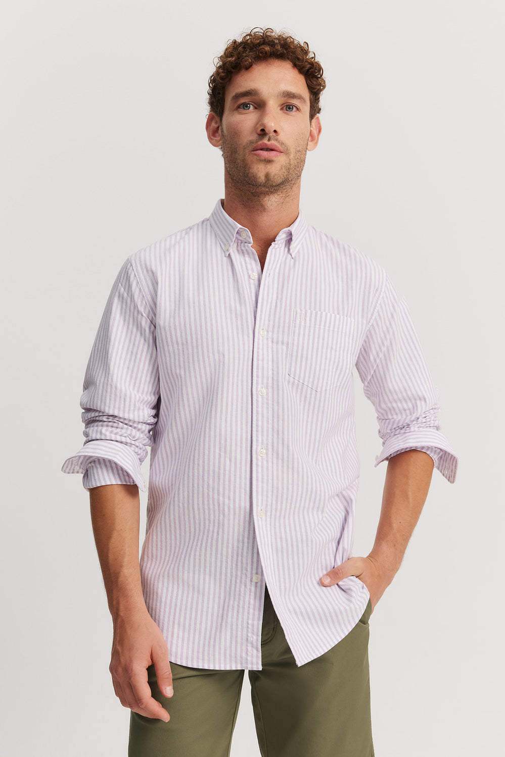 Regular Fit Cotton Oxford Stripe Shirt