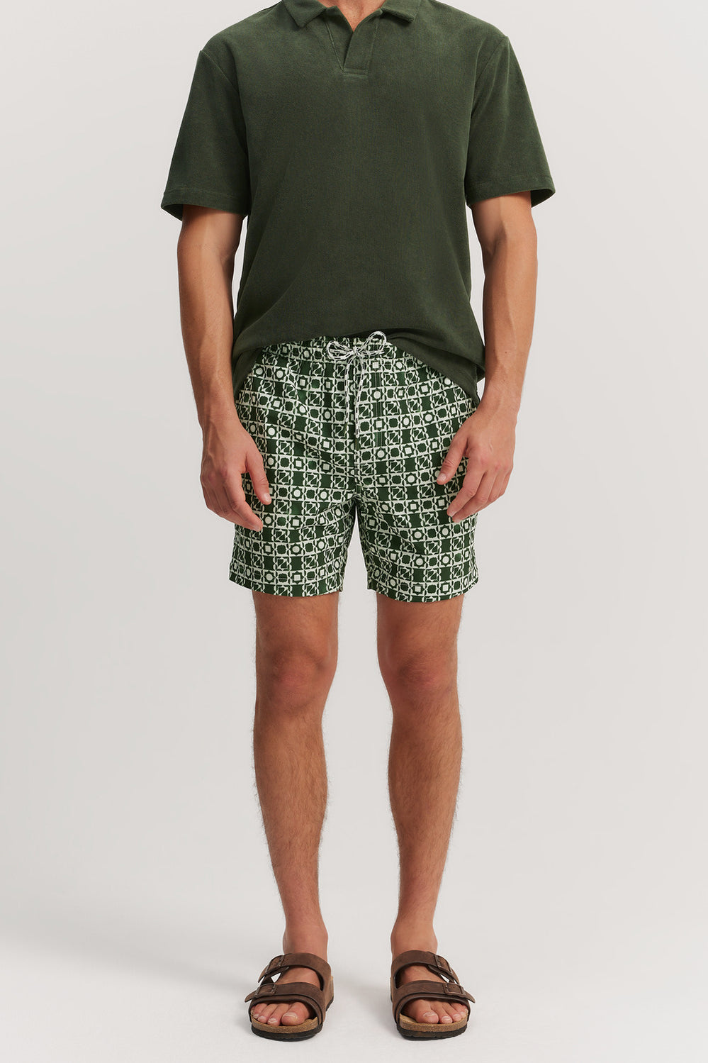 Polyester Blend Geometric Print Swim Short
