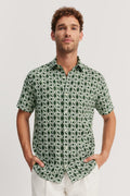 Regular Fit Linen Geometric Print Shirt