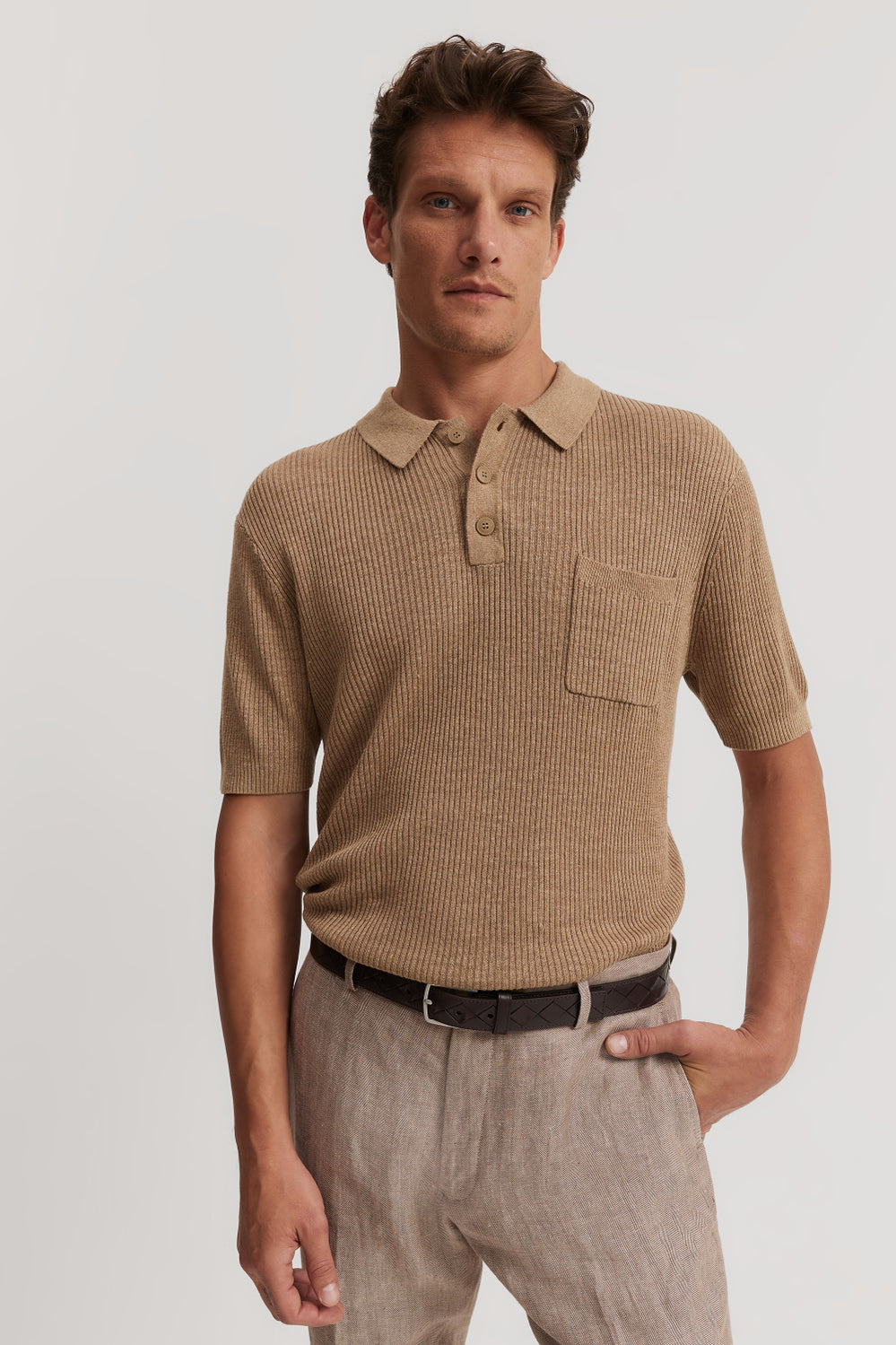 Ribbed Linen Blend Knit