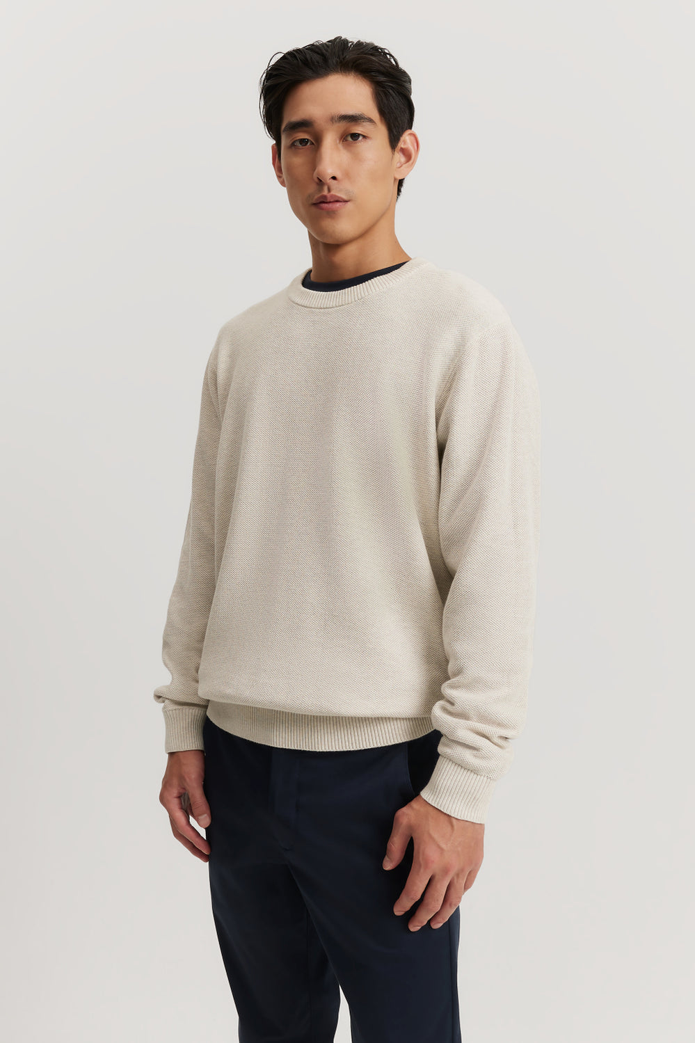 Cotton Textured Crew Knit