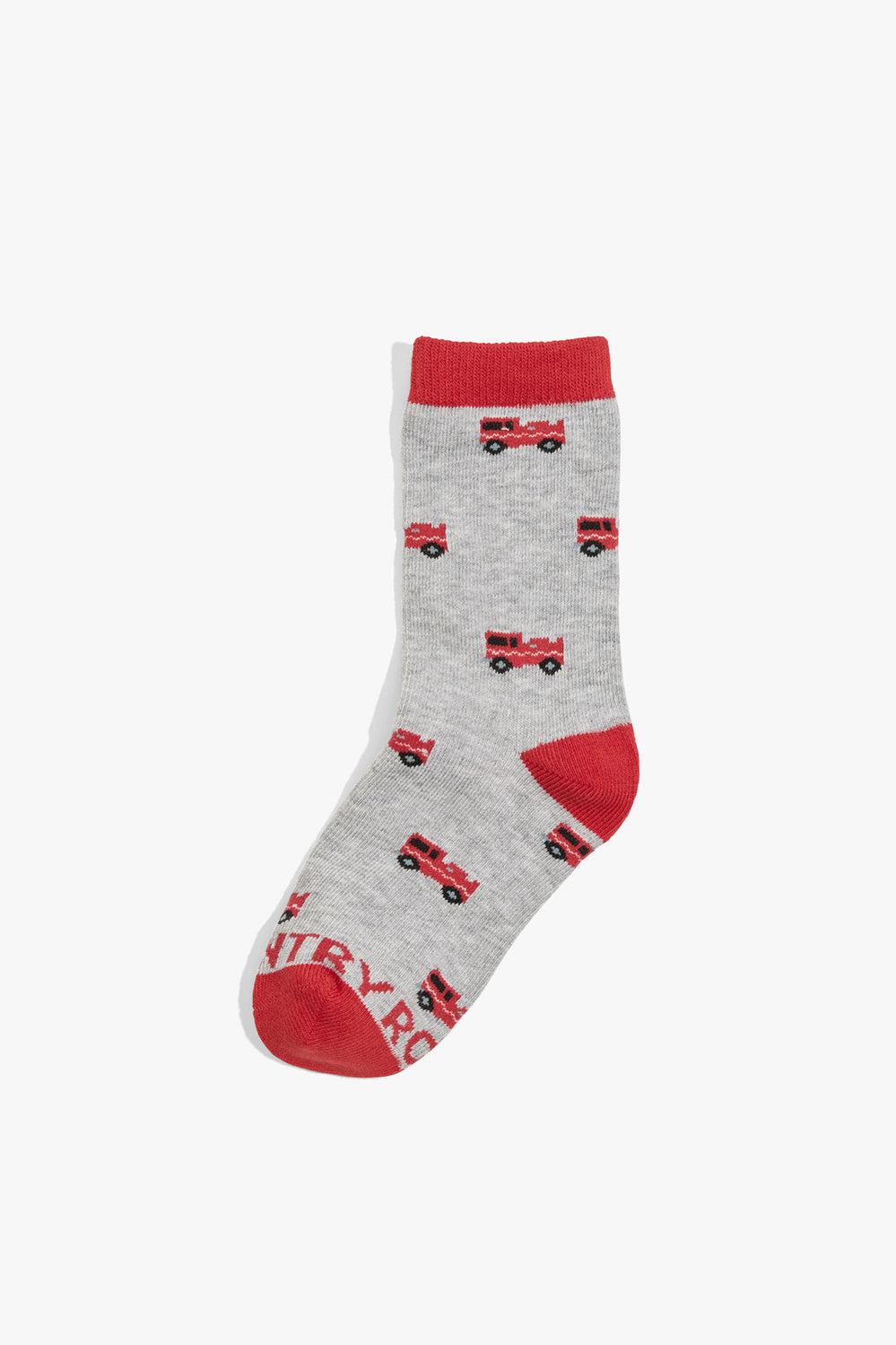 Cotton Blend Fire Truck Sock