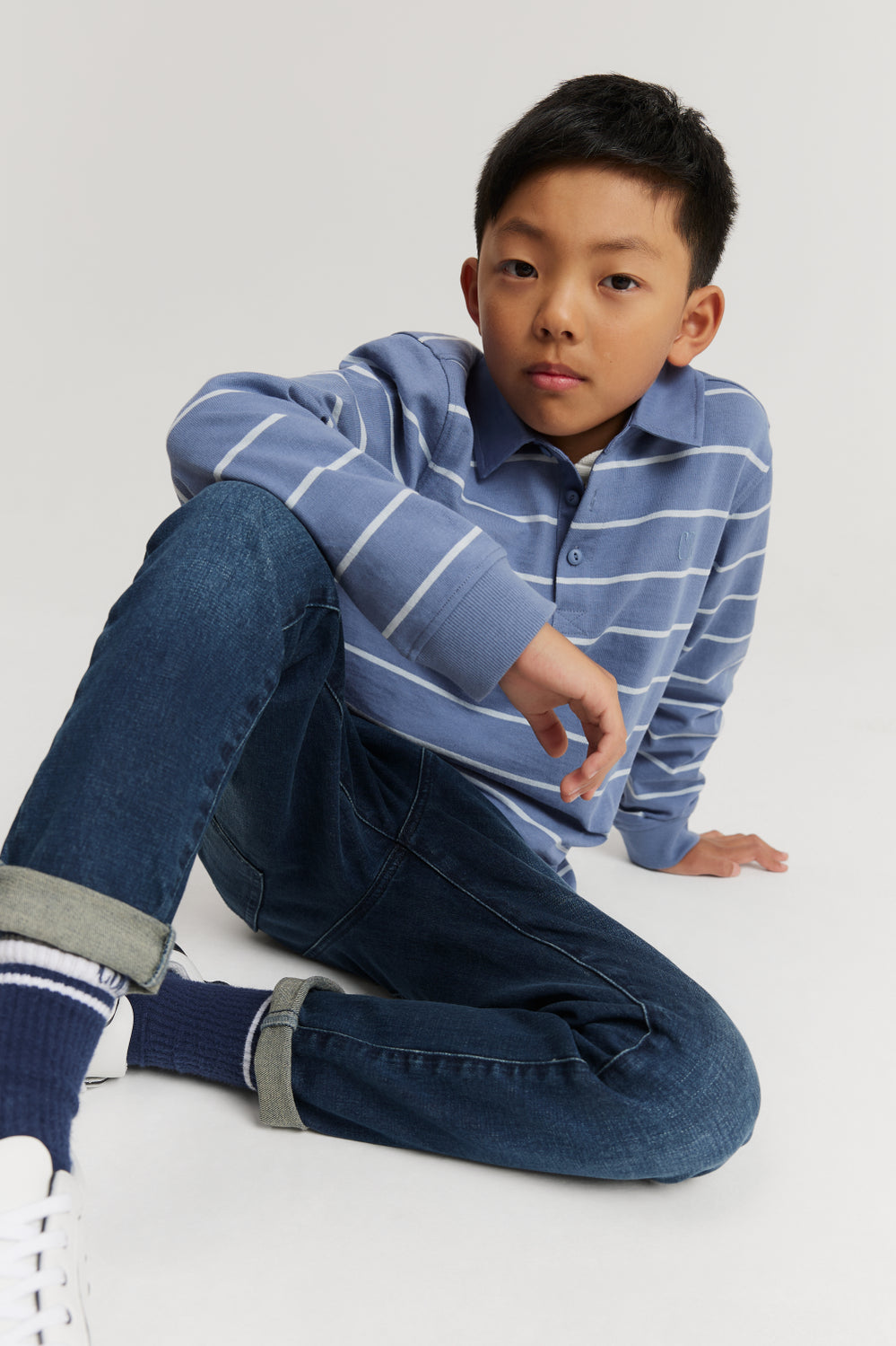 Organically Grown Cotton Block Stripe Rugby Long Sleevet-Shirt