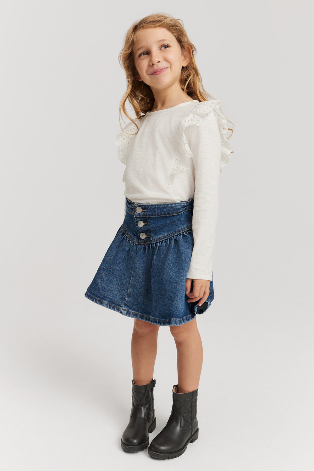 Organically Grown Cotton Broderie Frill T-Shirt