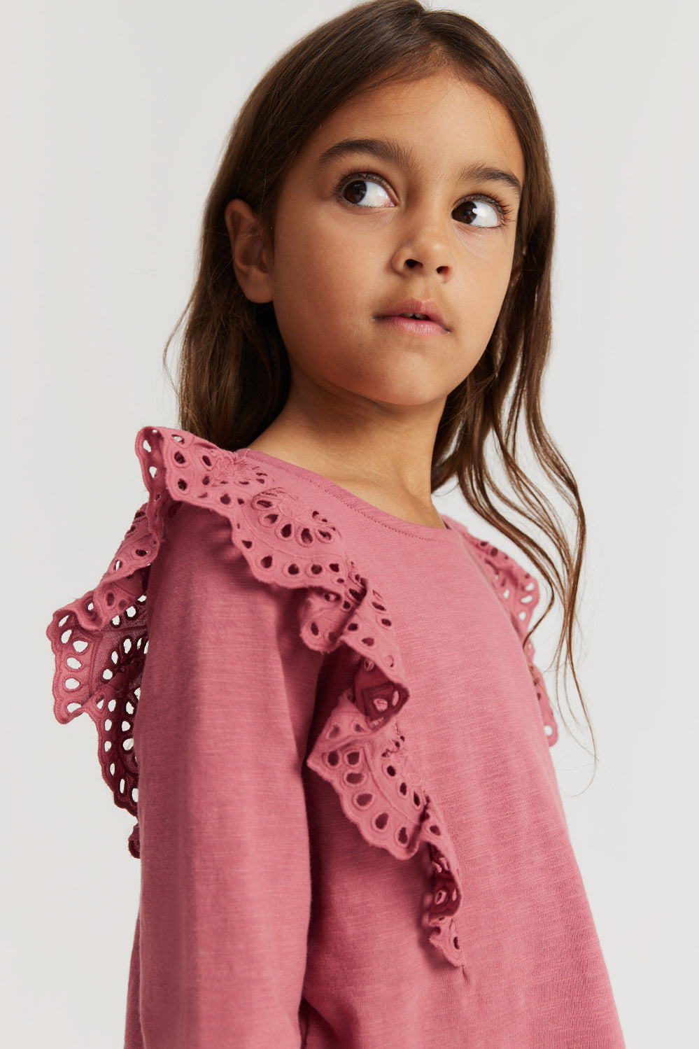 Organically Grown Cotton Broderie Frill T-Shirt
