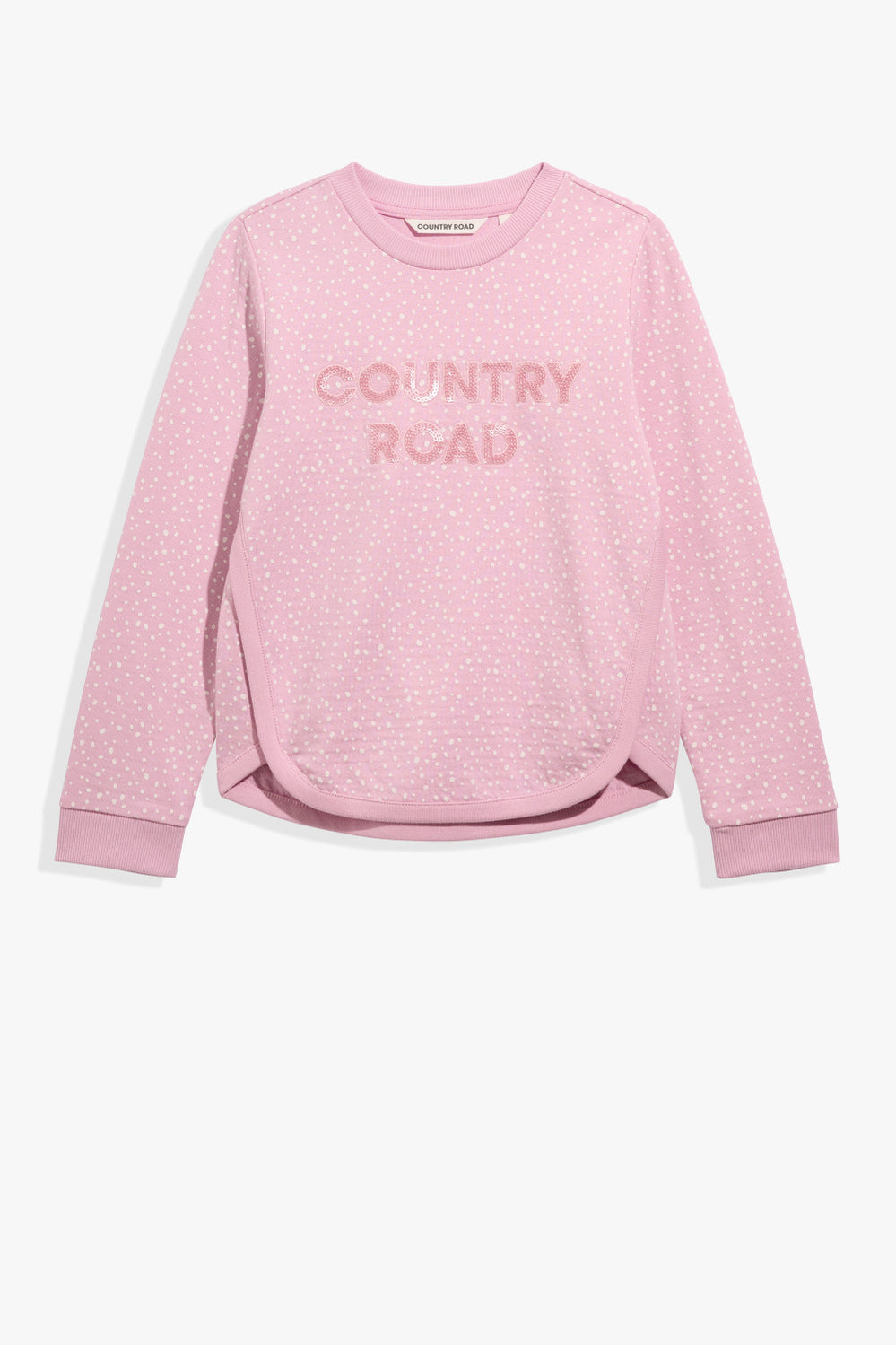 Cotton Long Sleeve Sequin Logo T-Shirt