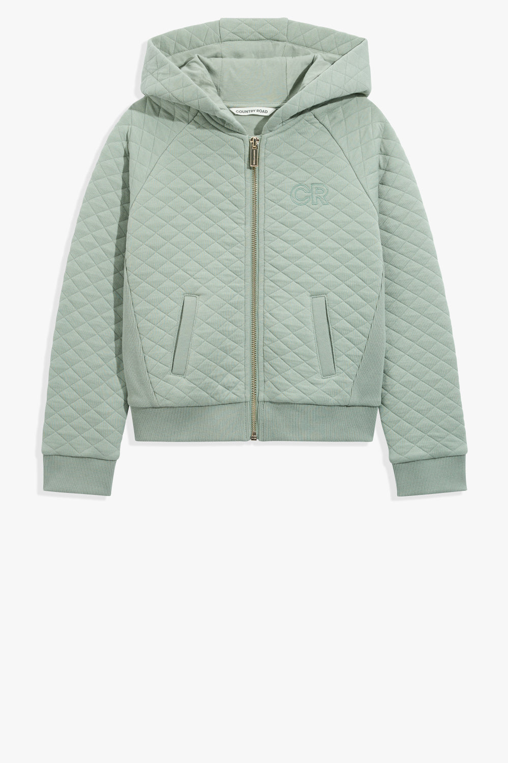 Cotton Blend Quilted Zip Through Sweat