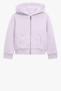 Cotton Blend Quilted Zip Through Sweat