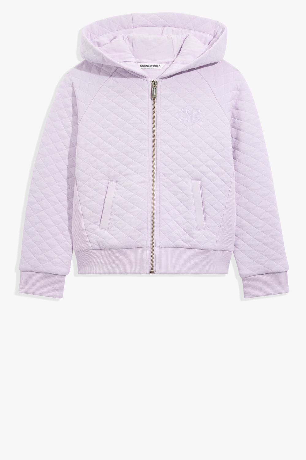 Cotton Blend Quilted Zip Through Sweat
