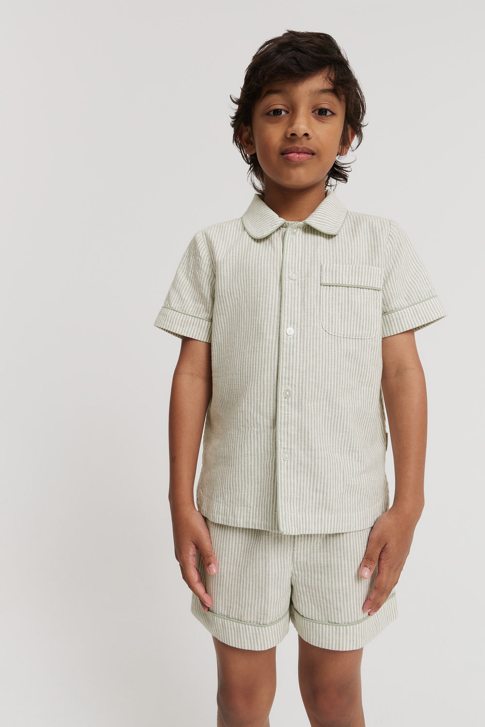 Cotton Linen Mini Stripe Pyjama Set