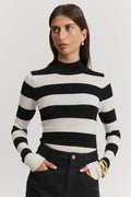 Australian Merino Mock Neck Stripe Knit