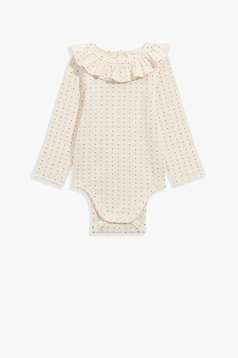 Organically Grown Cotton Frill Rib Long Sleeve Bodysuit