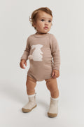 Organically Grown Cotton Blend Bunny Knit Long Sleeve Bodysuit