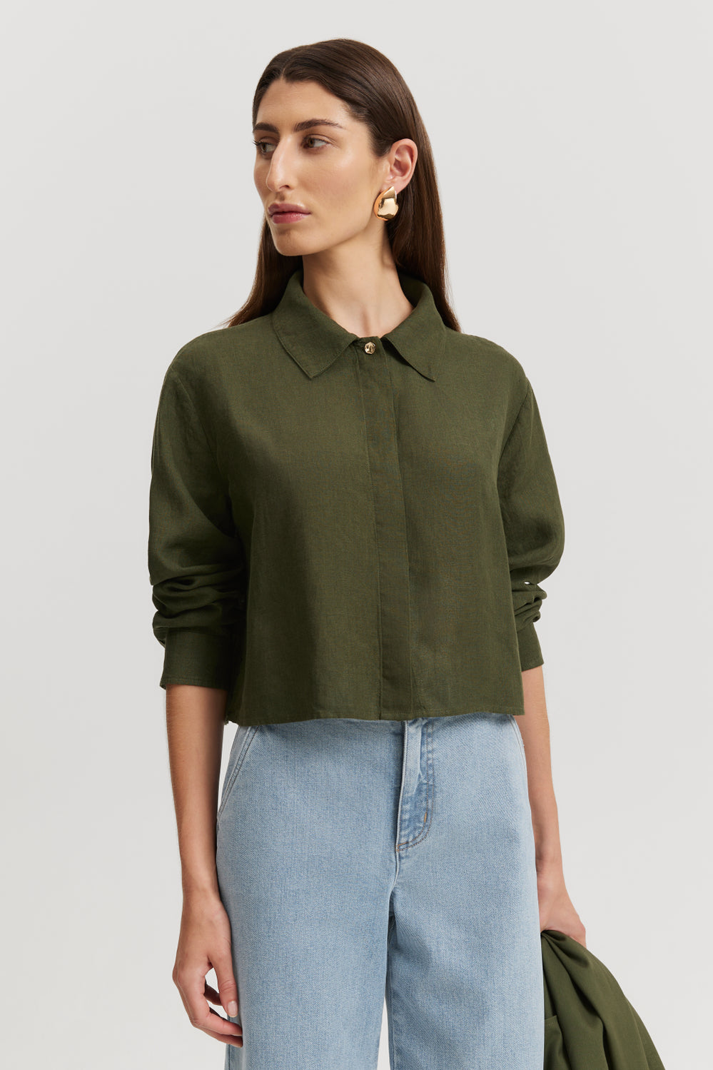 Cropped Linen Shirt