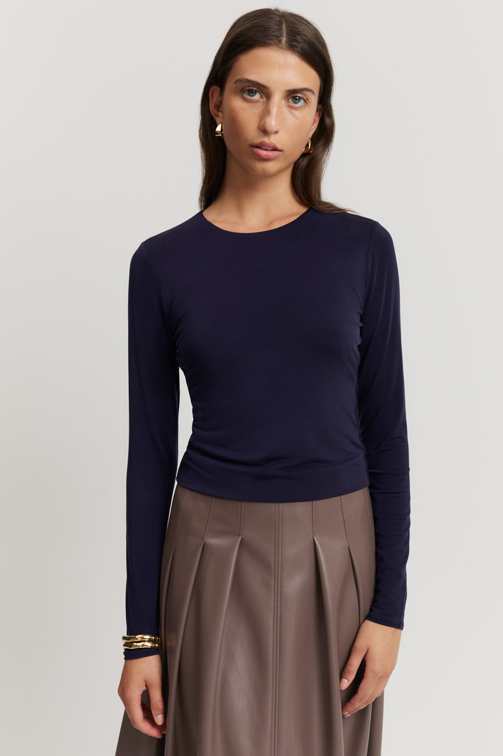 Cupro Jersey Crop Long Sleeve Top