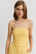 Linen Yarn Dyed Strapless Bustier