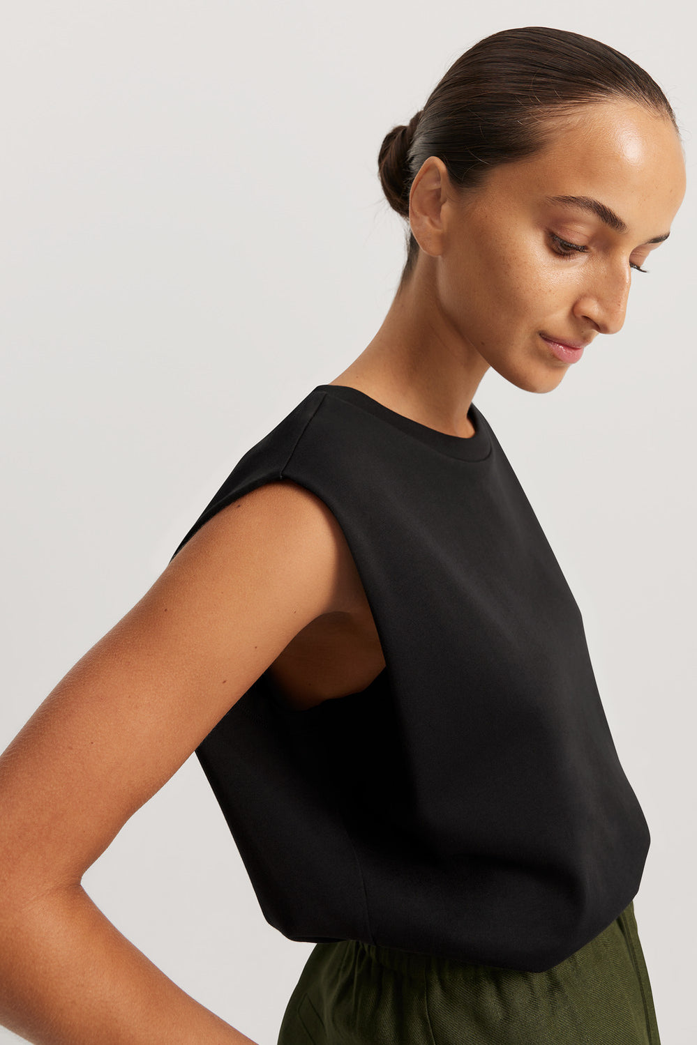 Cotton Tuck Shoulder Tank