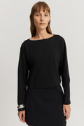 Cotton Long Sleeve Boat Neck T-Shirt