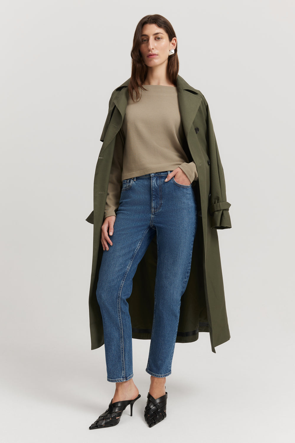 Cotton Long Sleeve Boat Neck T-Shirt
