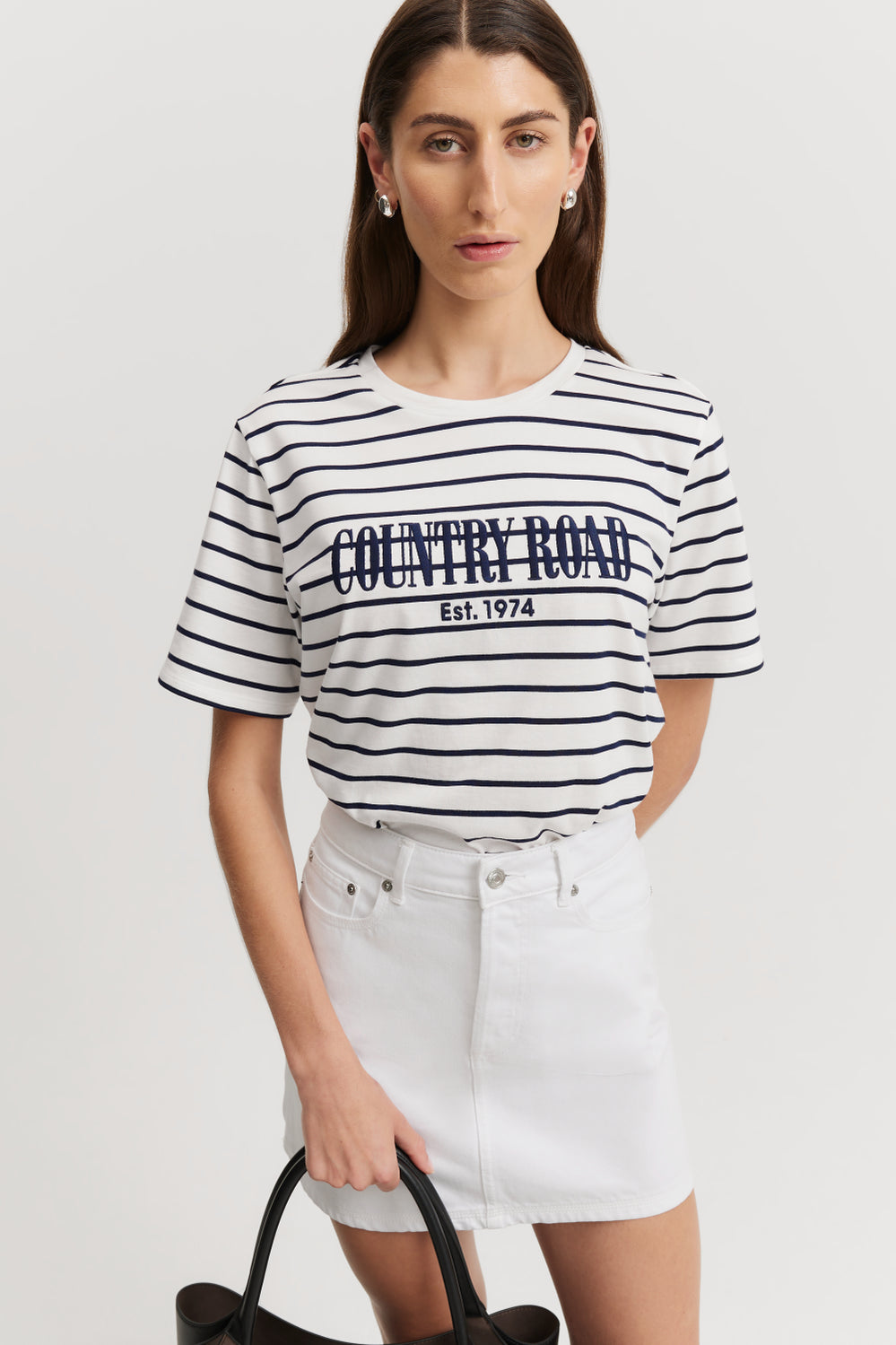 Australian Cotton Stripe Heritage Embroidered T-Shirt