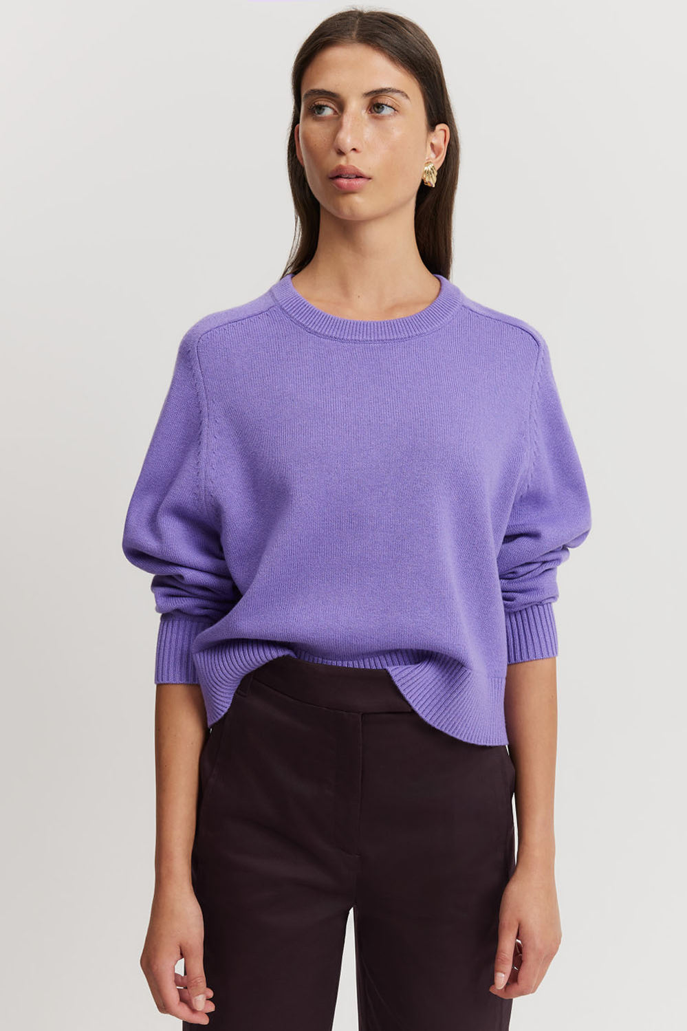 Organically Grown Cotton Blend Crop Crew Neck Knit