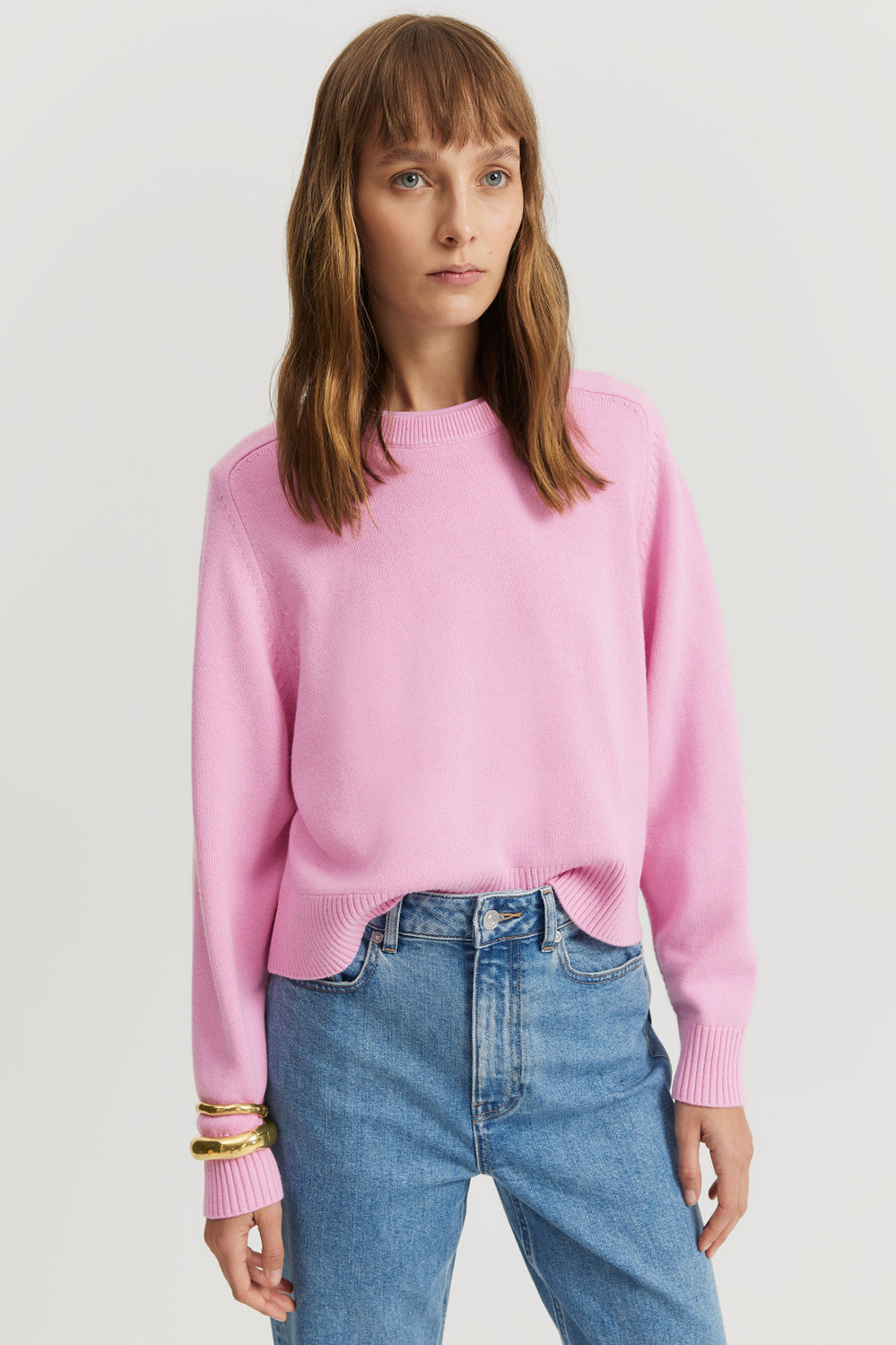Organically Grown Cotton Blend Crop Crew Neck Knit