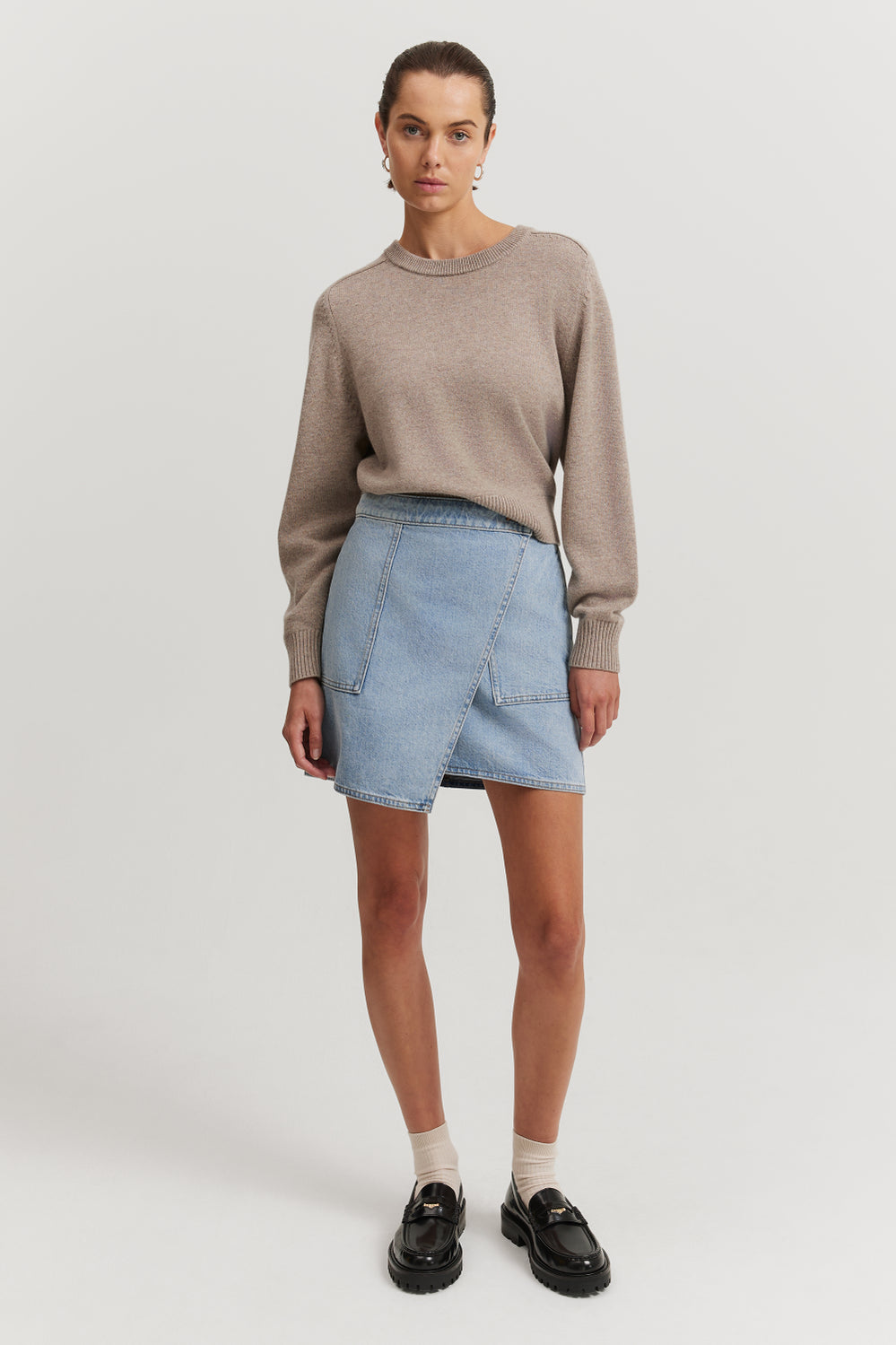 Organically Grown Cotton Blend Crop Crew Neck Knit