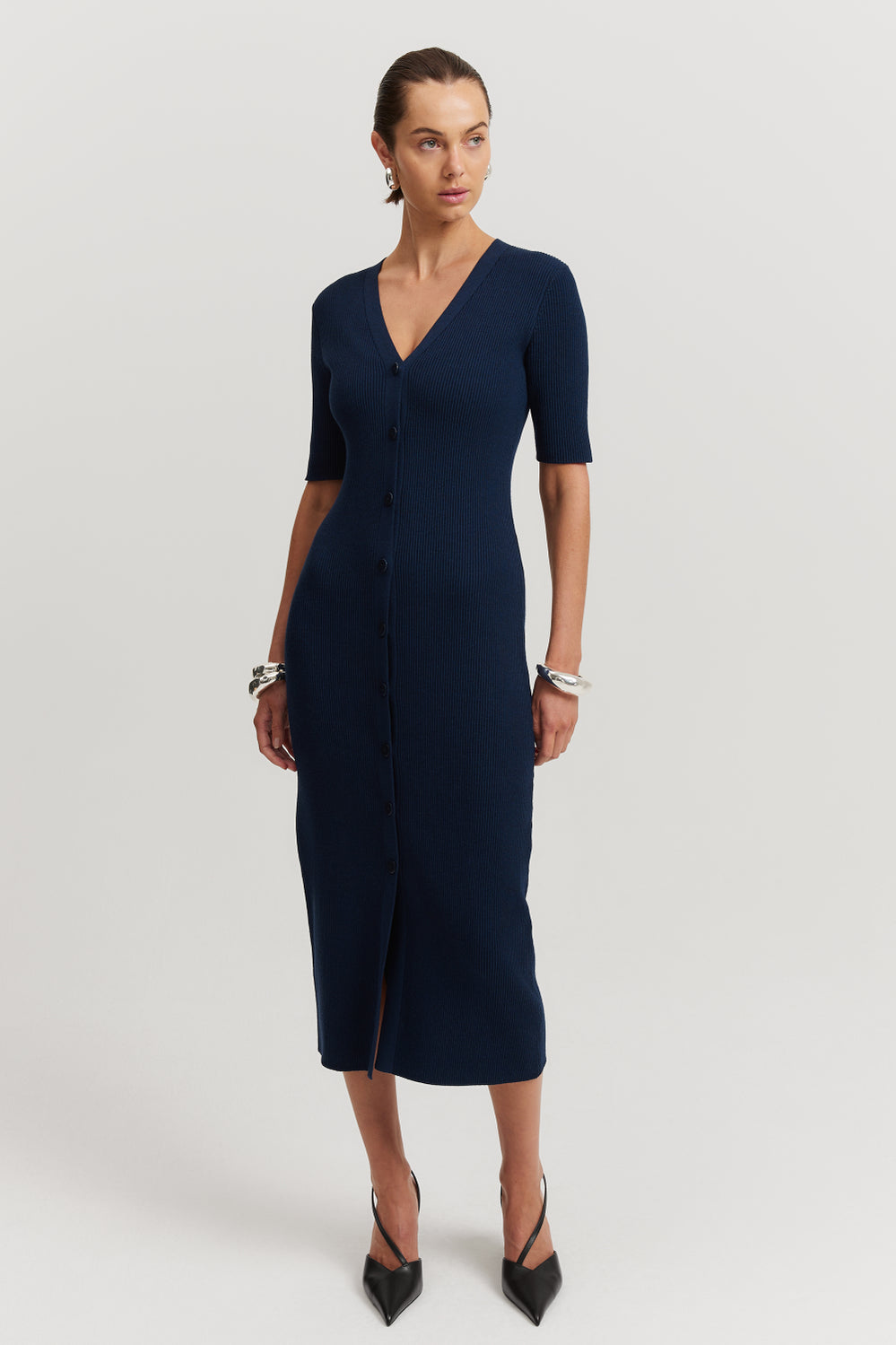 Button Through Knit Dress