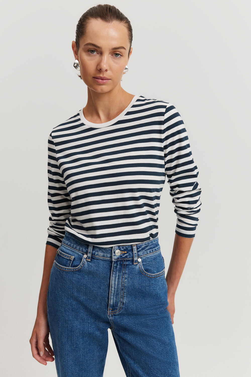 Cotton Slub Stripe Long Sleeve T-Shirt