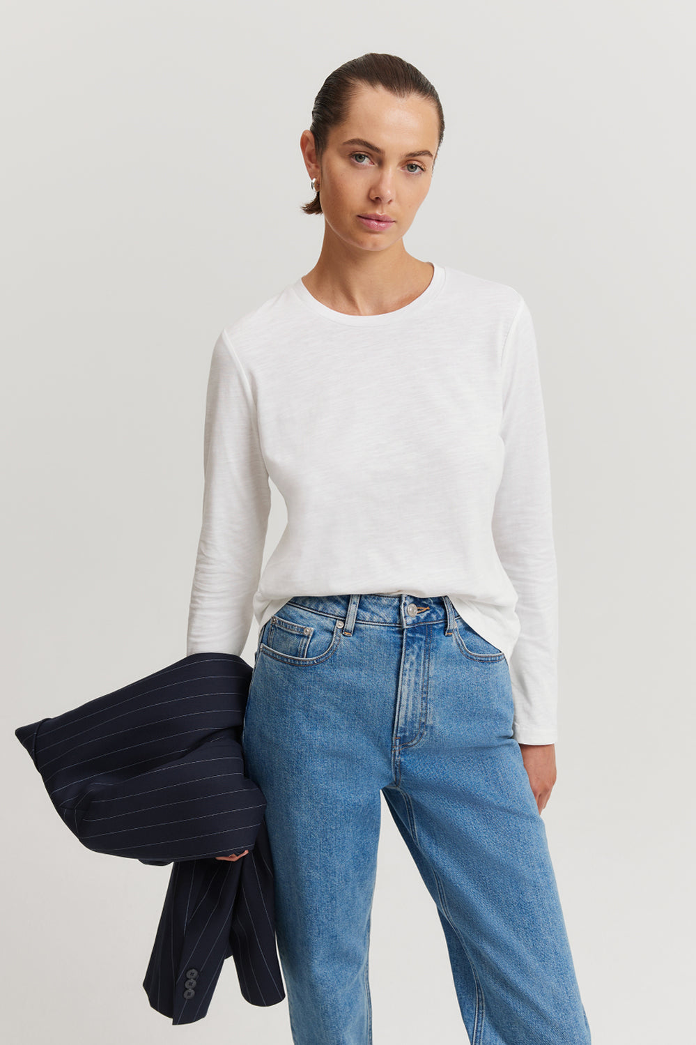 Cotton Long Sleeve Slub T-Shirt