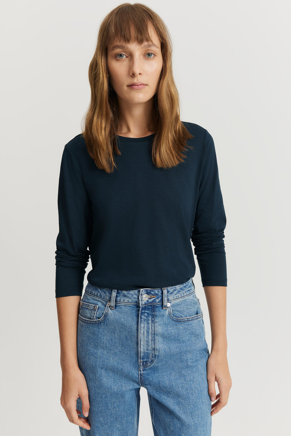 Cotton Long Sleeve Slub T-Shirt