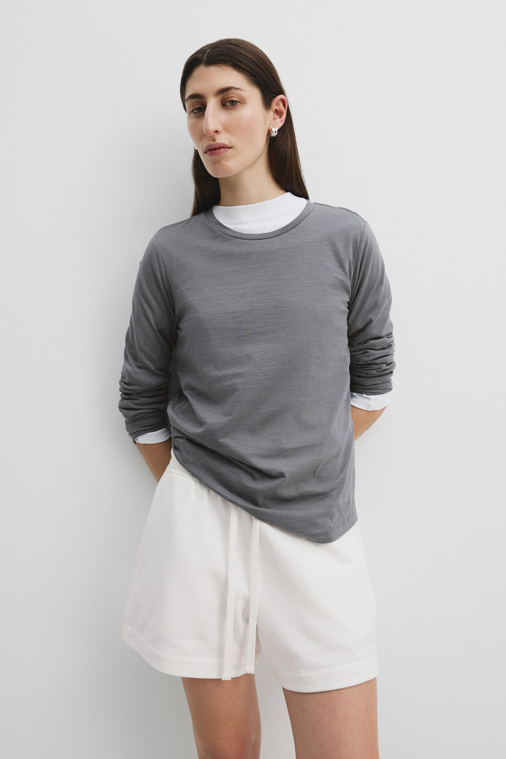 Cotton Long Sleeve Slub T-Shirt