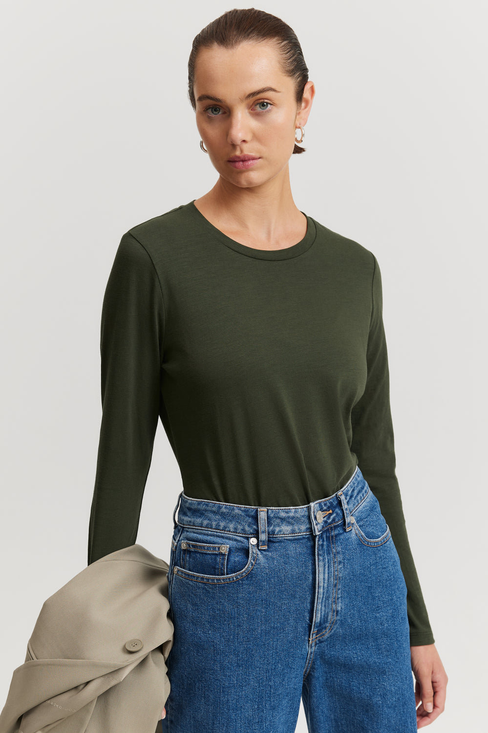 Cotton Long Sleeve Slub T-Shirt