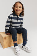 Organically Grown Cotton Long Sleeve Block Stripe Rugby Sweat