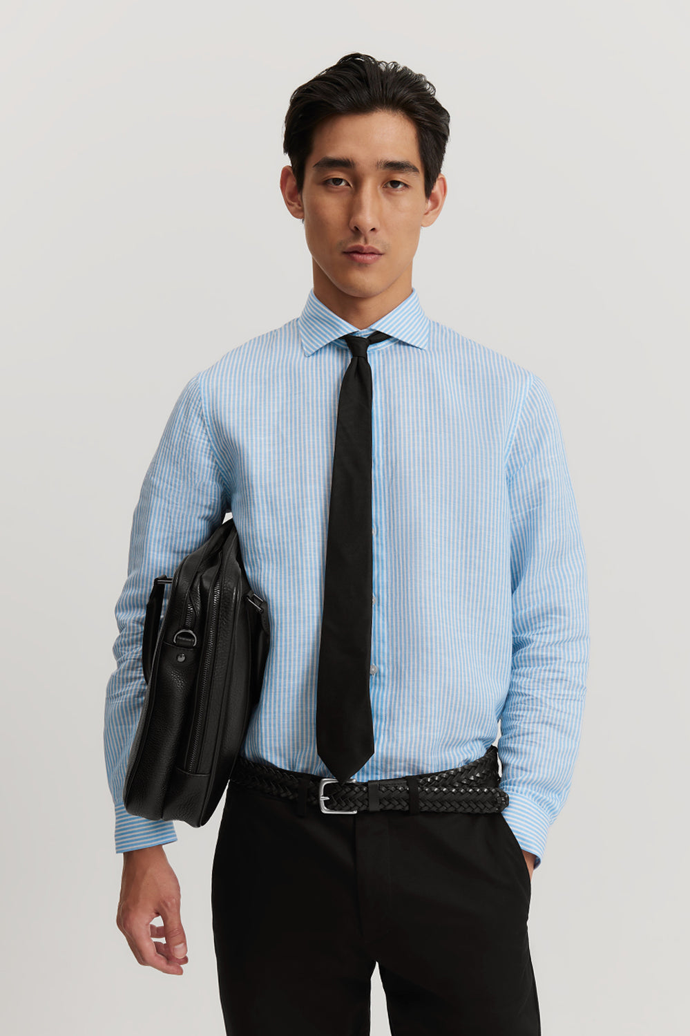Tailored Fit Cotton Linen Stripe Shirt