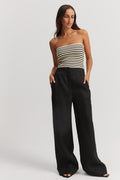 Cotton Blend Stripe Bandeau Knit Top