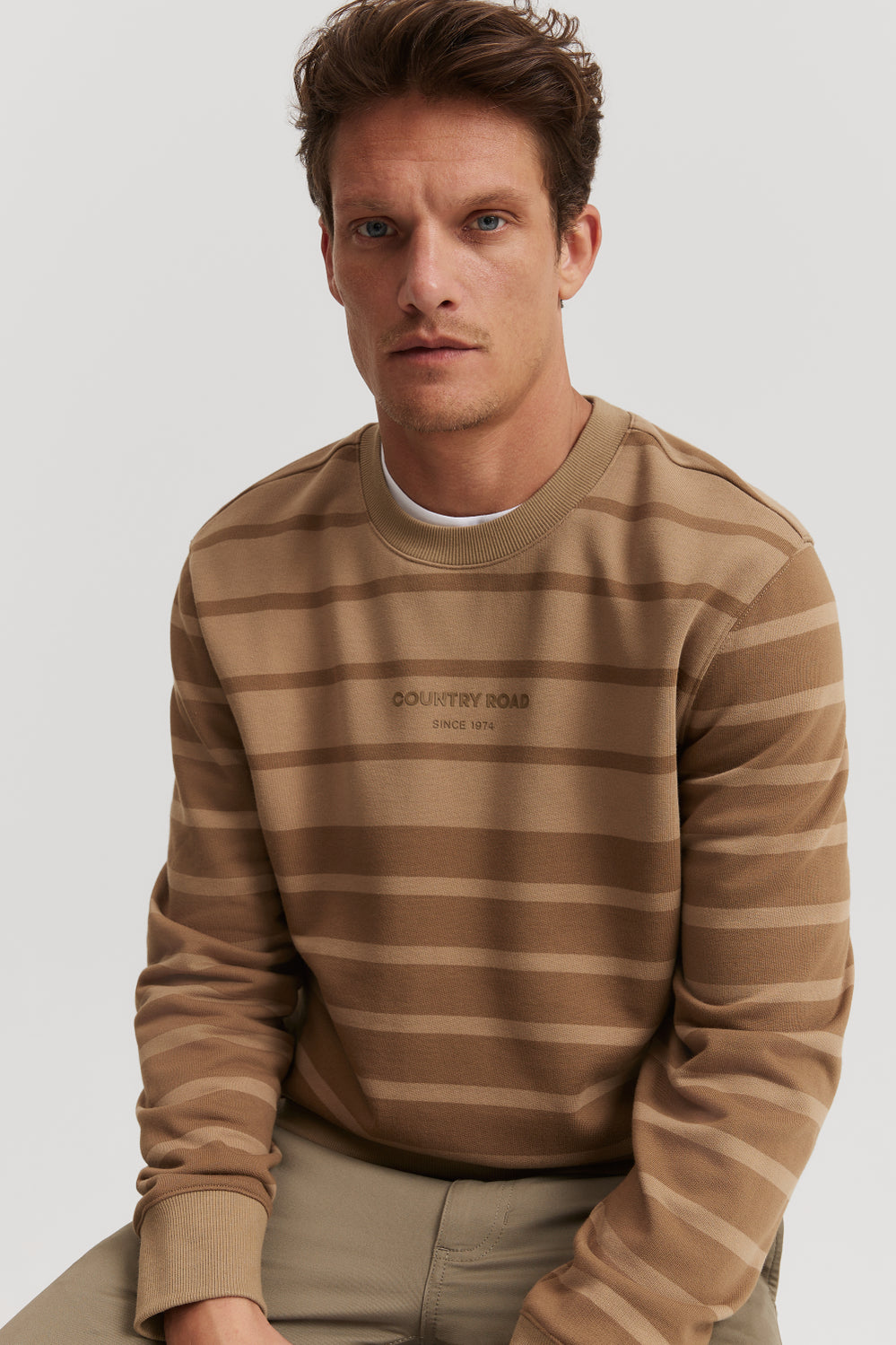 Cotton Stripe Modern Logo Sweat
