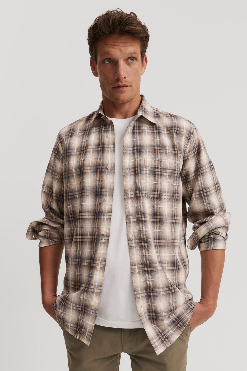 Regular Fit Cotton Linen Check Shirt