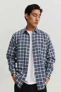 Regular Fit Cotton Blend Linen Check Shirt