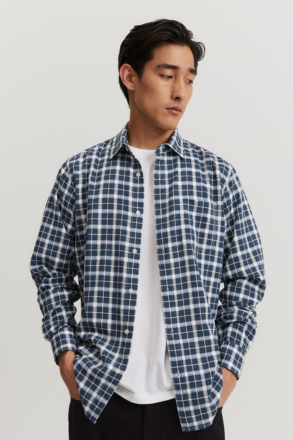 Regular Fit Cotton Blend Linen Check Shirt