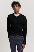 Cotton Blend Waffle Henley