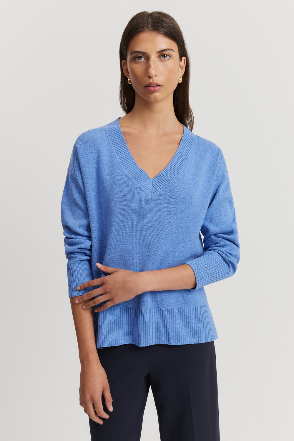 Cotton Linen V-Neck Knit