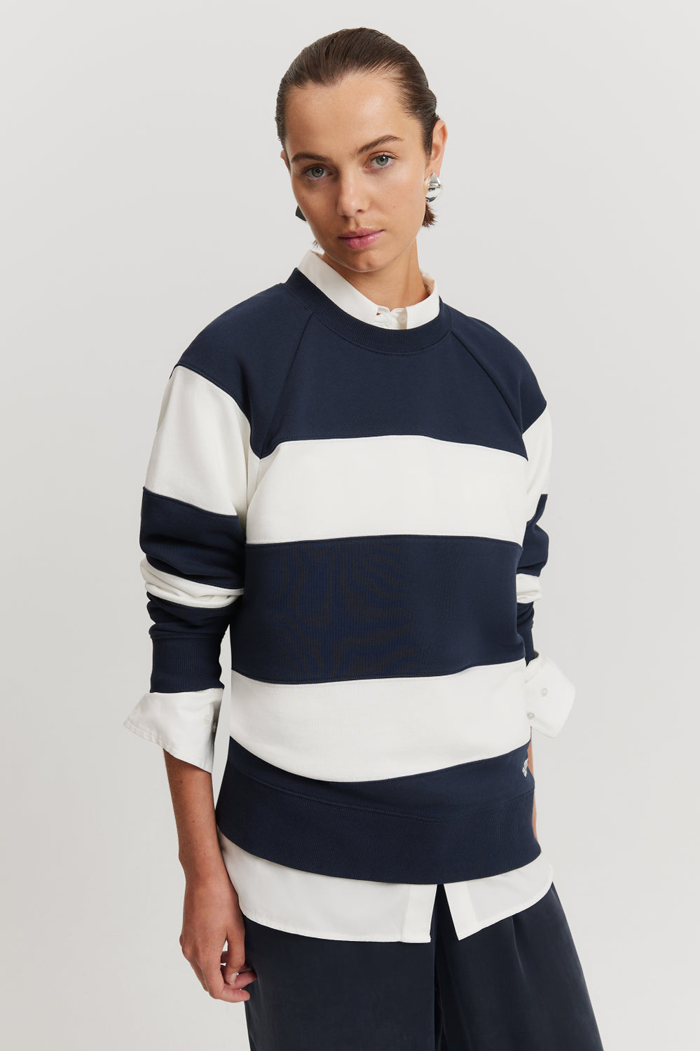 Cotton Stripe Raglan Sweat