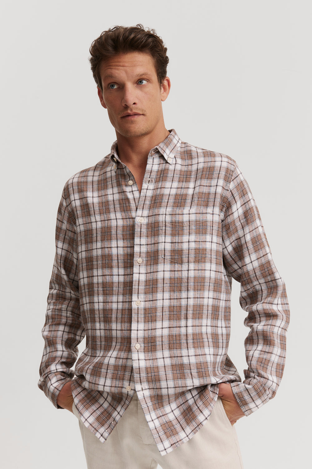 Regular Fit Linen Check Shirt