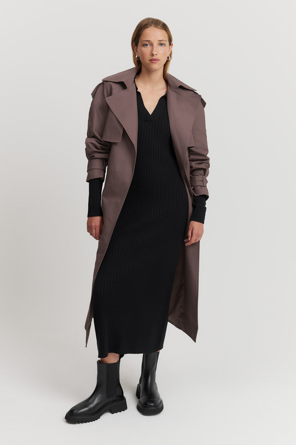 Cotton Blend Polo Knit Dress