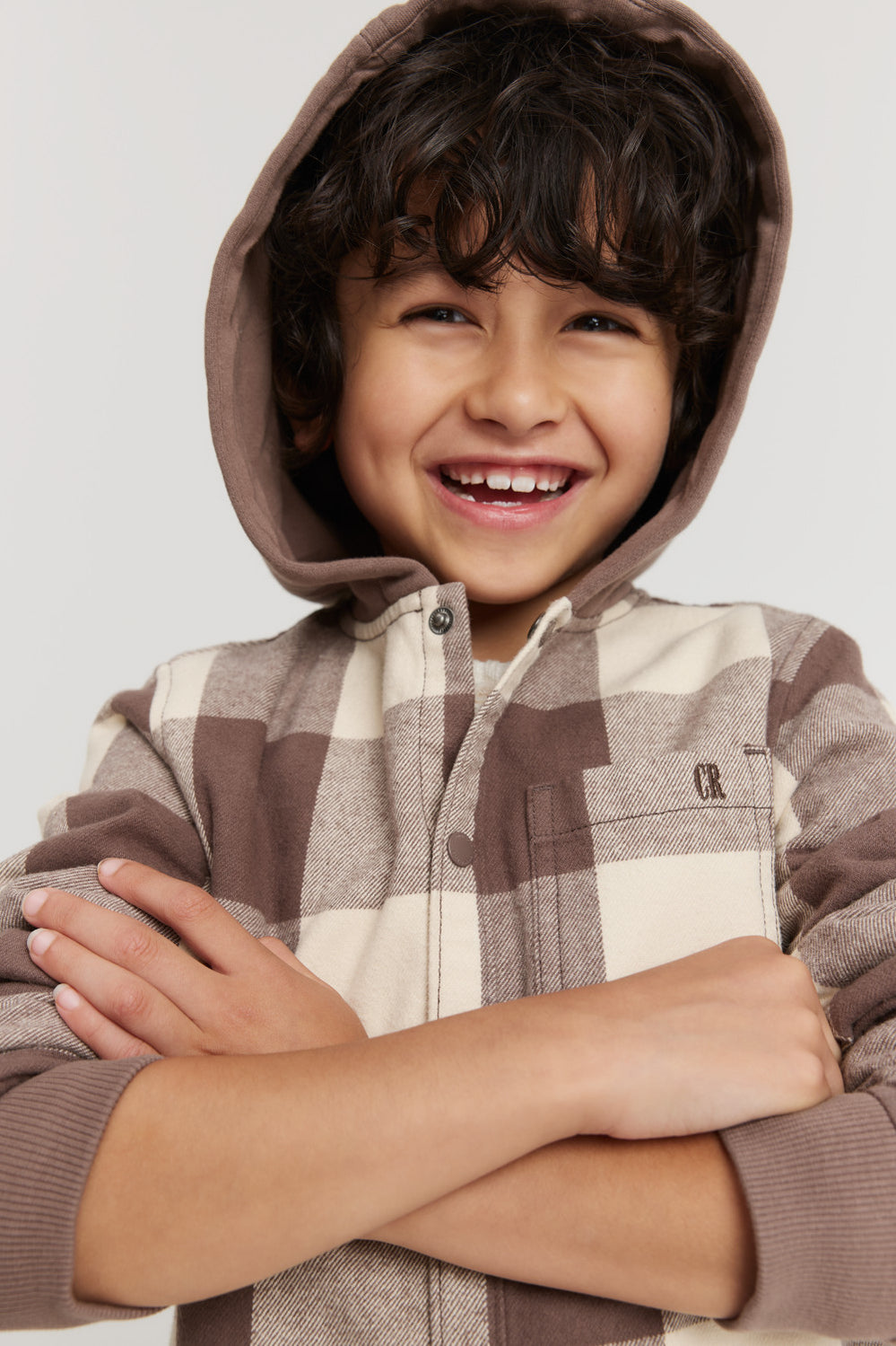 Cotton Check Hooded Shirt