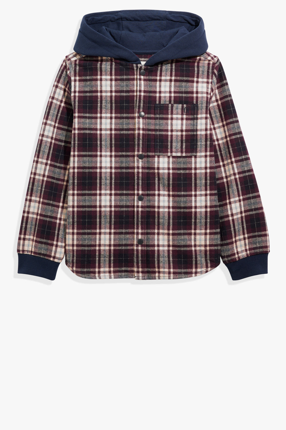 Cotton Check Hooded Shirt