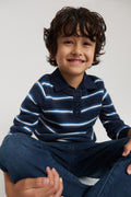 Cotton Blend Stripe Henley Knit